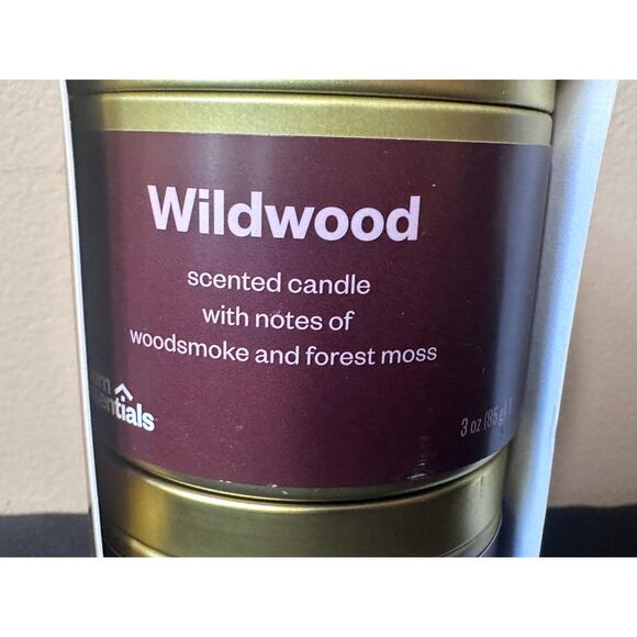 Room Essentials 2pk Tin Gift Set Wildwood Jar Candle 3oz: Soy Wax Blend New - Picture 5 of 7